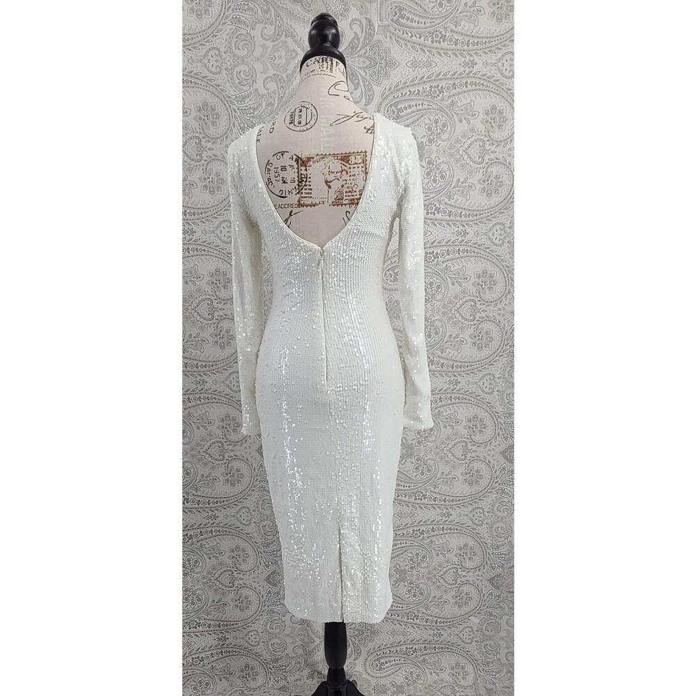Dress the Population women's Emery white sequin midi dress Size XS graduation - Picture 3 of 12